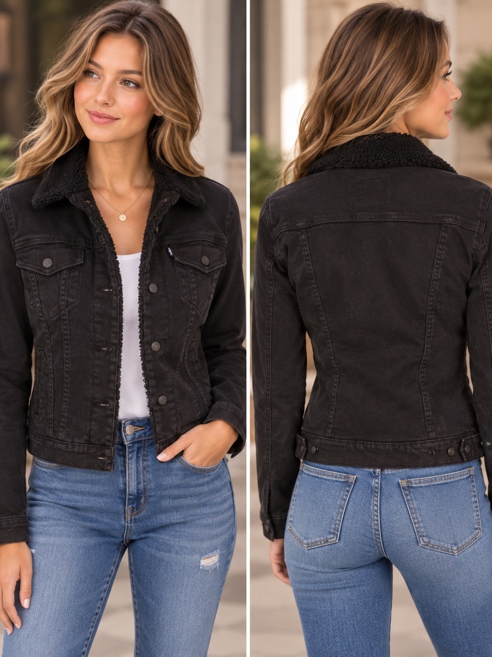 Levi's Black Sherpa Lined Denim Jacket
